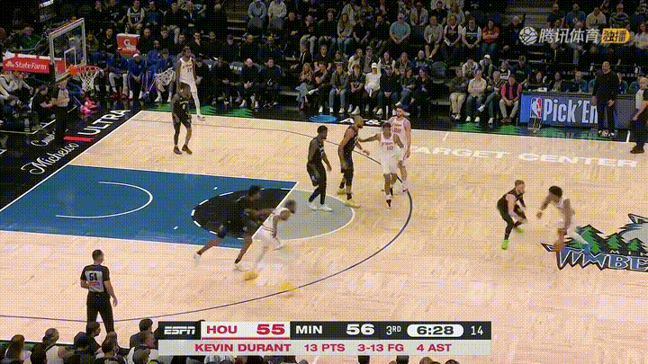 杜兰特关键表现难救主 火箭客场负森林狼两连败