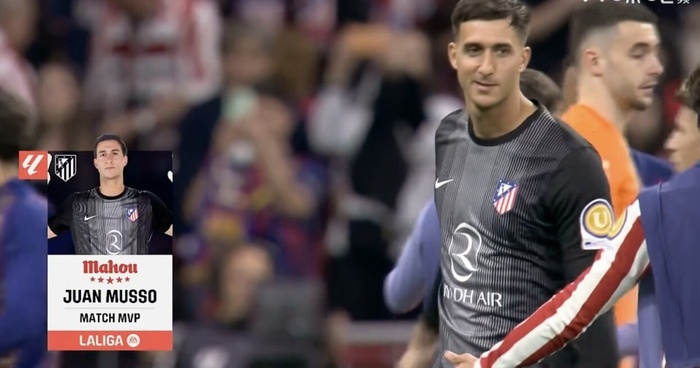 西甲第30轮马竞门将穆索6次扑救当选最佳